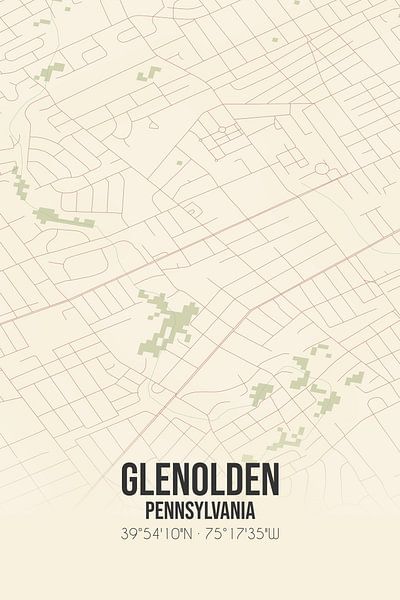 Carte ancienne de Glenolden (Pennsylvanie), USA. par Affiches de lieux