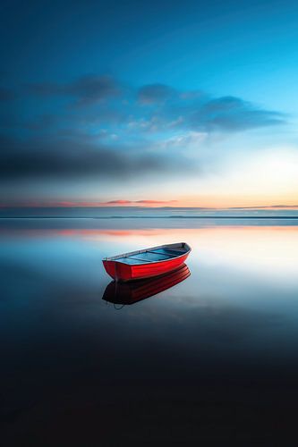 Eenvoudige boot, kalme zee