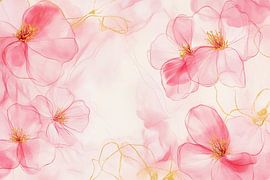 Pale blue and pink floral dream landscape by Floral Abstractions
