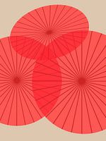 Abstract depiction of 3 red parasols in Thailand