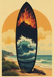 Vintage surf poster, the freedom of surfing with retro charm by SHAKA LAB