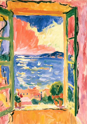 A view of the sea at Collioure through the open window by Niklas Maximilian