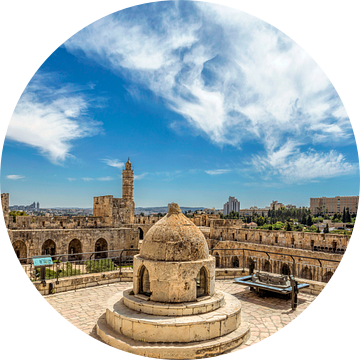 De Toren van David  en de Ottomaanse minaret, Jeruzalem, Israël van Mieneke Andeweg-van Rijn