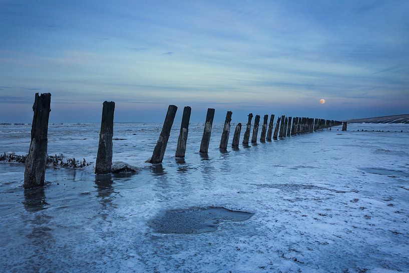 Waddenzee in winter bevroren van Peter Bolman