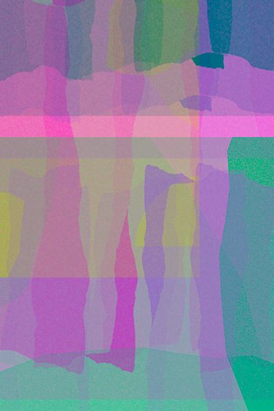 Abstract shapes in neon pink, green, blue and yellow by Studio Allee