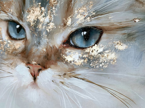 Portret van een kat met blauwe ogen