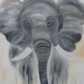 olifant canvas acryl van Jolanda van den berg Thomas