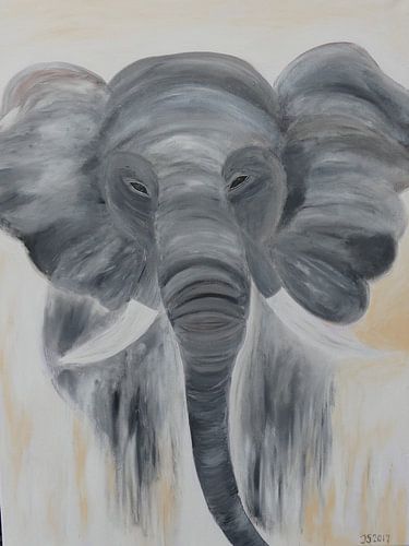  olifant canvas acryl von Jolanda van den berg Thomas