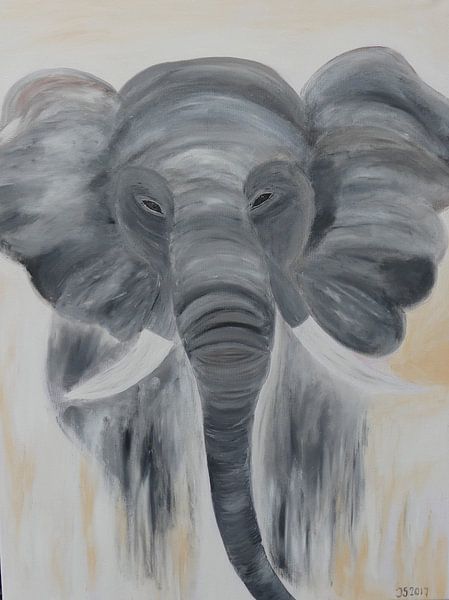  olifant canvas acryl van Jolanda van den berg Thomas