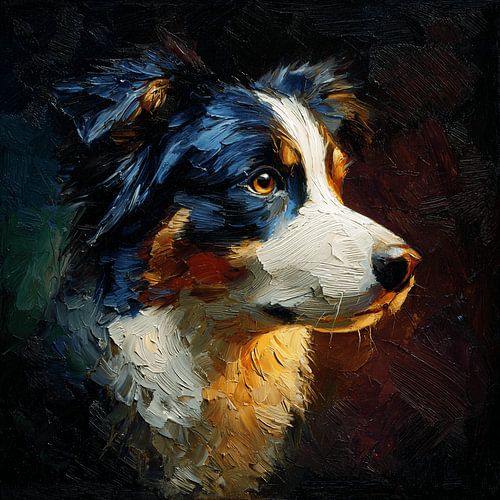 Expressief Border Collie portret in olieverf