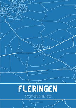 Blaupause | Karte | Fleringen (Overijssel) von Rezona