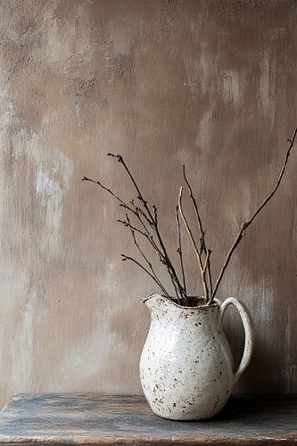 Pichet rustique avec branches séchées