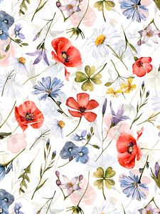 Hygge Mohn und Wildblumen Wiese