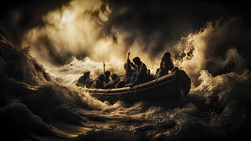 Afrikaanse bootvluchtelingen op de Middellandse Zee