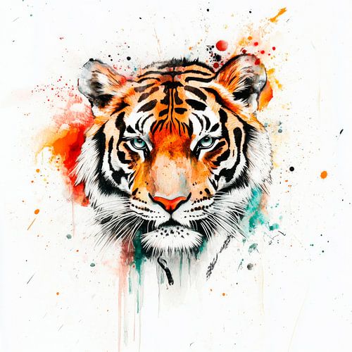 Artistiek tijgerportretschilderij.