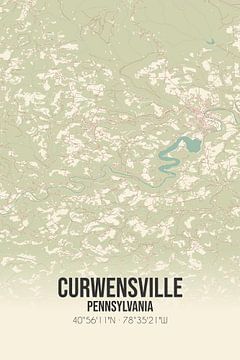Vintage landkaart van Curwensville (Pennsylvania), USA. van Rezona