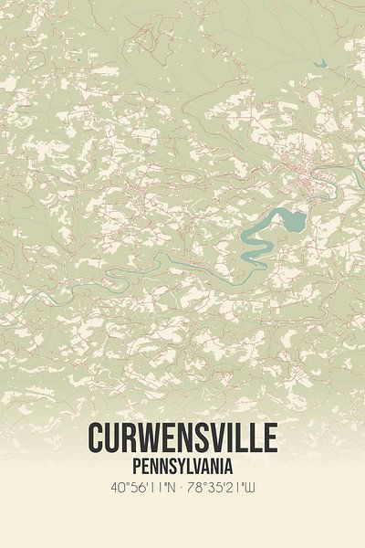 Vintage map of Curwensville (Pennsylvania), USA. by Prints of Place