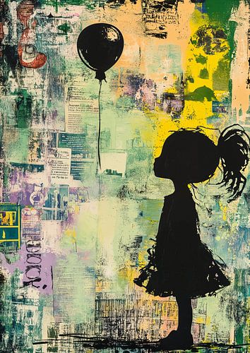 Meisje Ballon | Meisje Ballon van Blikvanger Schilderijen