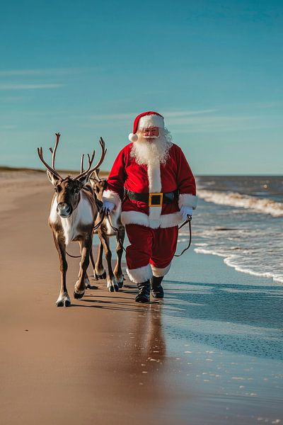 Weihnachtsmann Strand von Poster Art Shop