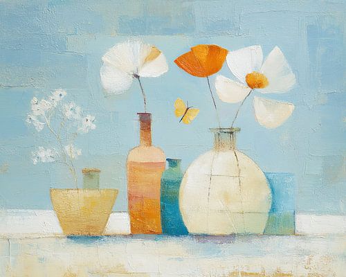 Vrolijk Bloemen Stilleven met Vlinder