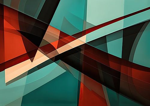 Abstract, Red, Turquoise | Fusion