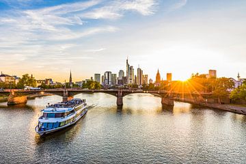 Excursion boat in front of the skyline in Frankfurt am Main by Werner Dieterich