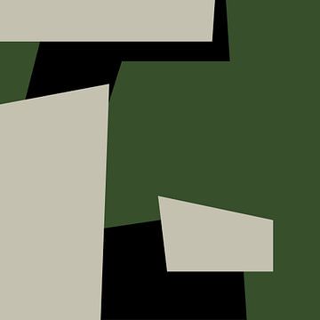 Geometric Green Black Abstract Shapes no. 2 by Dina Dankers