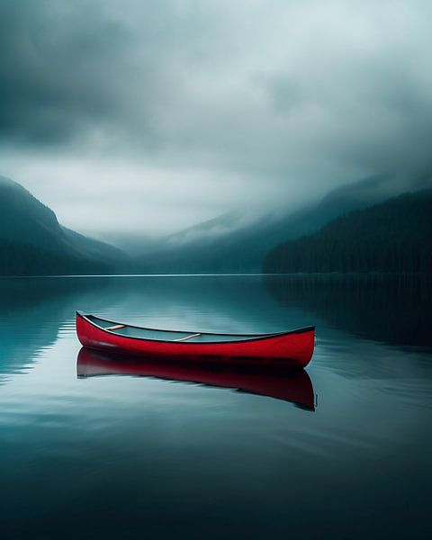 Rotes Kanu von fernlichtsicht