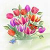 Tulpen en vlinders olieverf van Teuni's Dreams of Reality