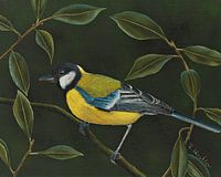 Koolmees schilderij