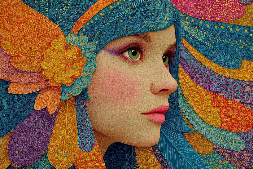 femme avec imprimé floral par Egon Zitter