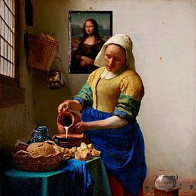 Melkmeisje met Mona Lisa van Leo Huijzer