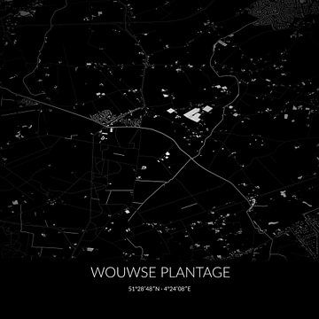 Zwart-witte landkaart van Wouwse Plantage, Noord-Brabant. van Rezona
