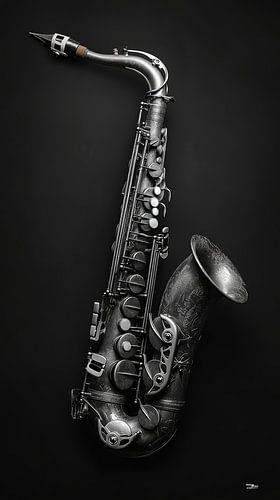 Muziekinstrument in zwart-wit