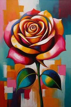 Dynamique Moderne Abstrait Rose colorée sur De Muurdecoratie