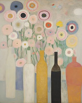 Stillleben aus Vasen und Blumen in Pastellfarben von Studio Allee