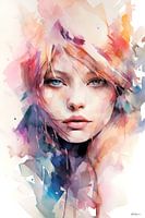 Abstract watercolour of a girl/woman.