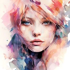 Abstract watercolour of a girl/woman. by Gelissen Artworks