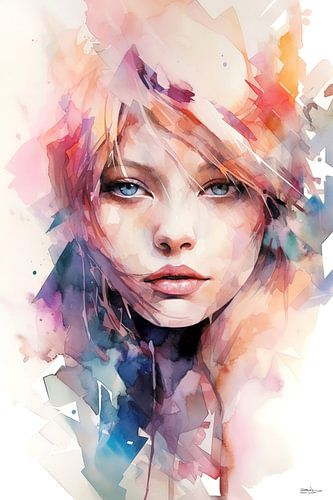 abstract aquarel van een meisje/vrouw.