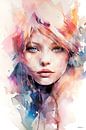 Abstract watercolour of a girl/woman. by Gelissen Artworks thumbnail