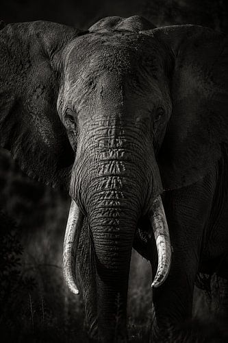 Shadow Giant – Monumental Black-and-White Elephant Fine Art Portrait