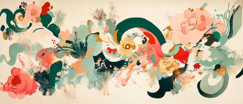 Colourful floral abstraction in watercolour style by Poster Art Shop