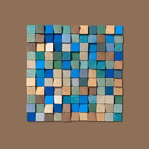 Minimalistische Abstraktion von Holzklötzen auf Caramel