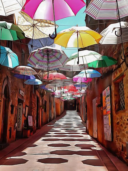 Festa Umbrellas Paciano With Shadows by Dorothy Berry-Lound