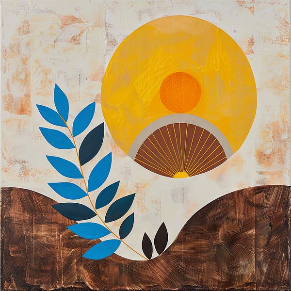 Geometric leaves - play of colours in abstract style by Poster Art Shop