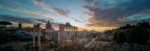 Panoramic view of the Roman Forum in Rome during sunrise by Roy Poots