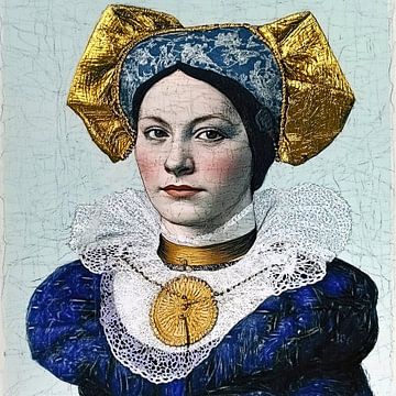 Blauw van toen, een vrouwenportret van Vlindertuin-Art