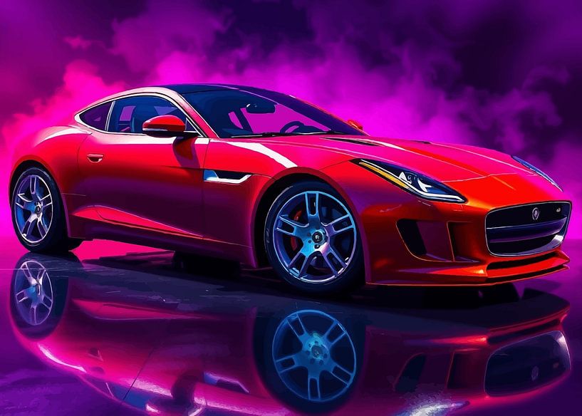 Jaguar F-Type Red Neon by MIROKKU