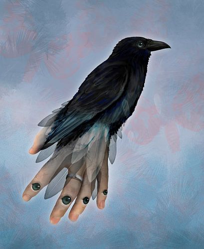 Le corbeau maniable. Peinture numérique sur Bianca Wisseloo