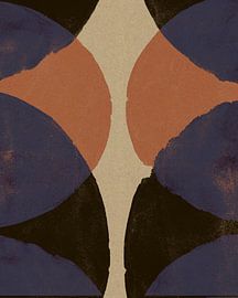 Abstract shapes in retro colors. Terra, blue, black no. 6 by Dina Dankers